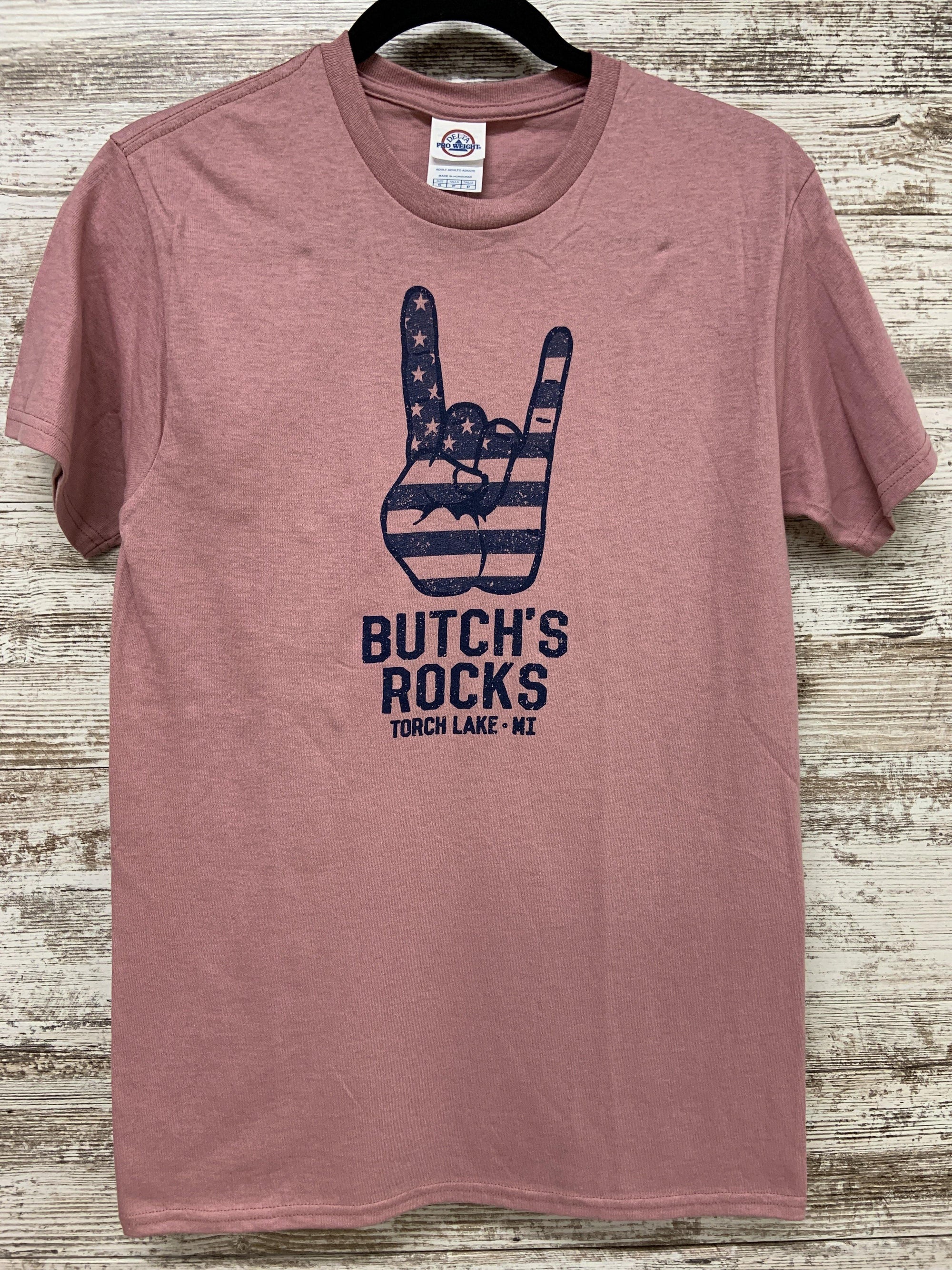 Butch's Rocks Tshirt - Butch's Tackle & Marine - Pontoon Rentals on Torch Lake