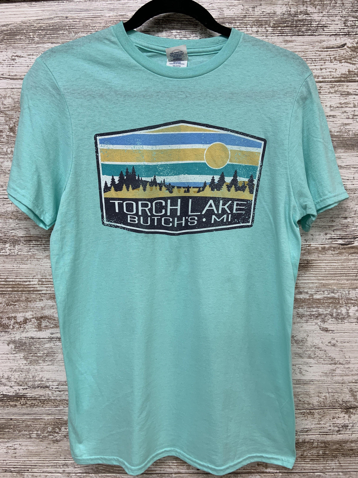 Sunrise over Torch Tshirt - Butch&#39;s Tackle &amp; Marine - Pontoon Rentals on Torch Lake
