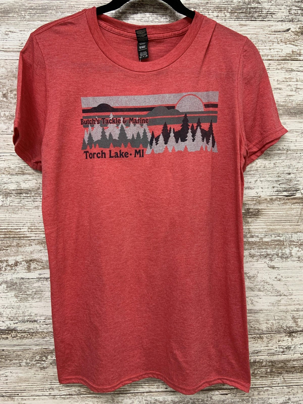 Torch Lake Panoramic Tshirt - Butch&#39;s Tackle &amp; Marine - Pontoon Rentals on Torch Lake