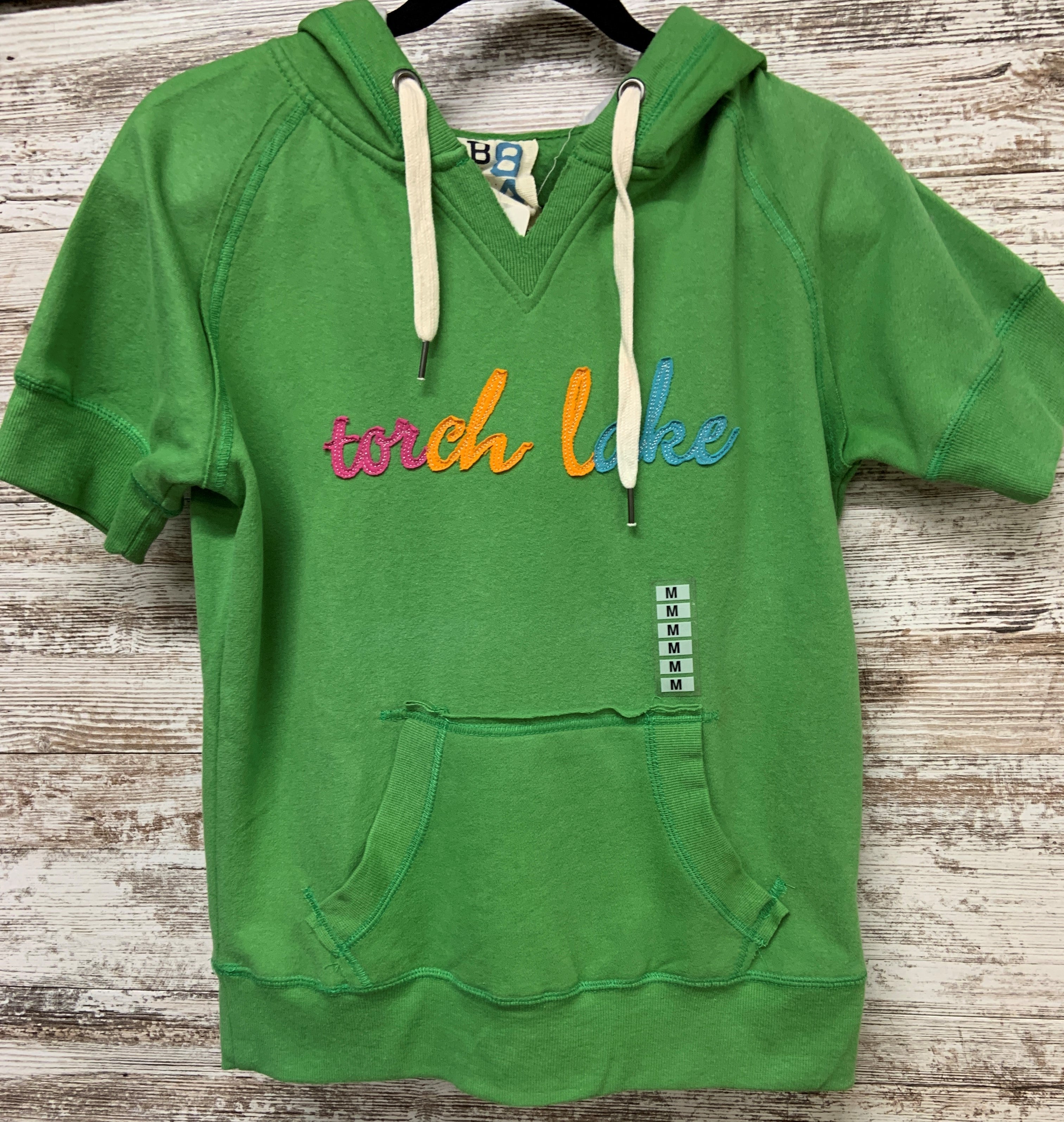 Green short sleeve discount hoodie